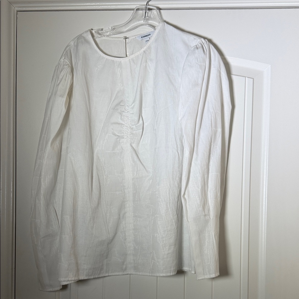 Express White Long Sleeve bell shoulder top
